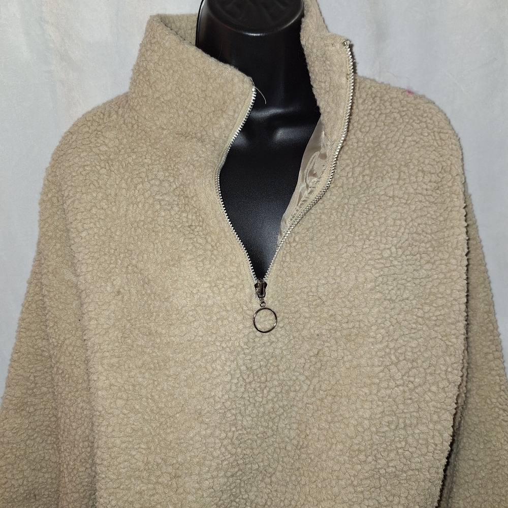 Ambiance Tan Sherpa Zip-Up Sweater